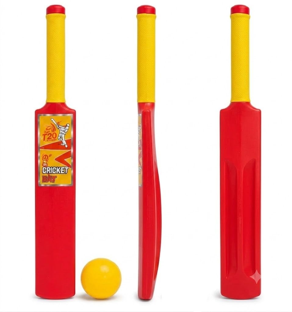 Plastic Cricket Bat Size 4 for Kids | Lightweight Durable Plastic Cricket Bat for Tennis Ball Cricket | Junior Cricket Bat for Backyard Garden Beach Park Practice Training Outdoor Sports Play-picture-11