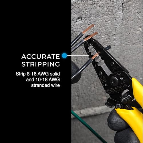 Image of IDEAL Electrical Reflex Super T-Stripper Wire Strippers, 8-16 AWG Solid, 10-18 AWG Stranded, Ergonomic Wire Cutter and Stripping Tool with Textured Sleeves, Locking Handle (Pack of 3)