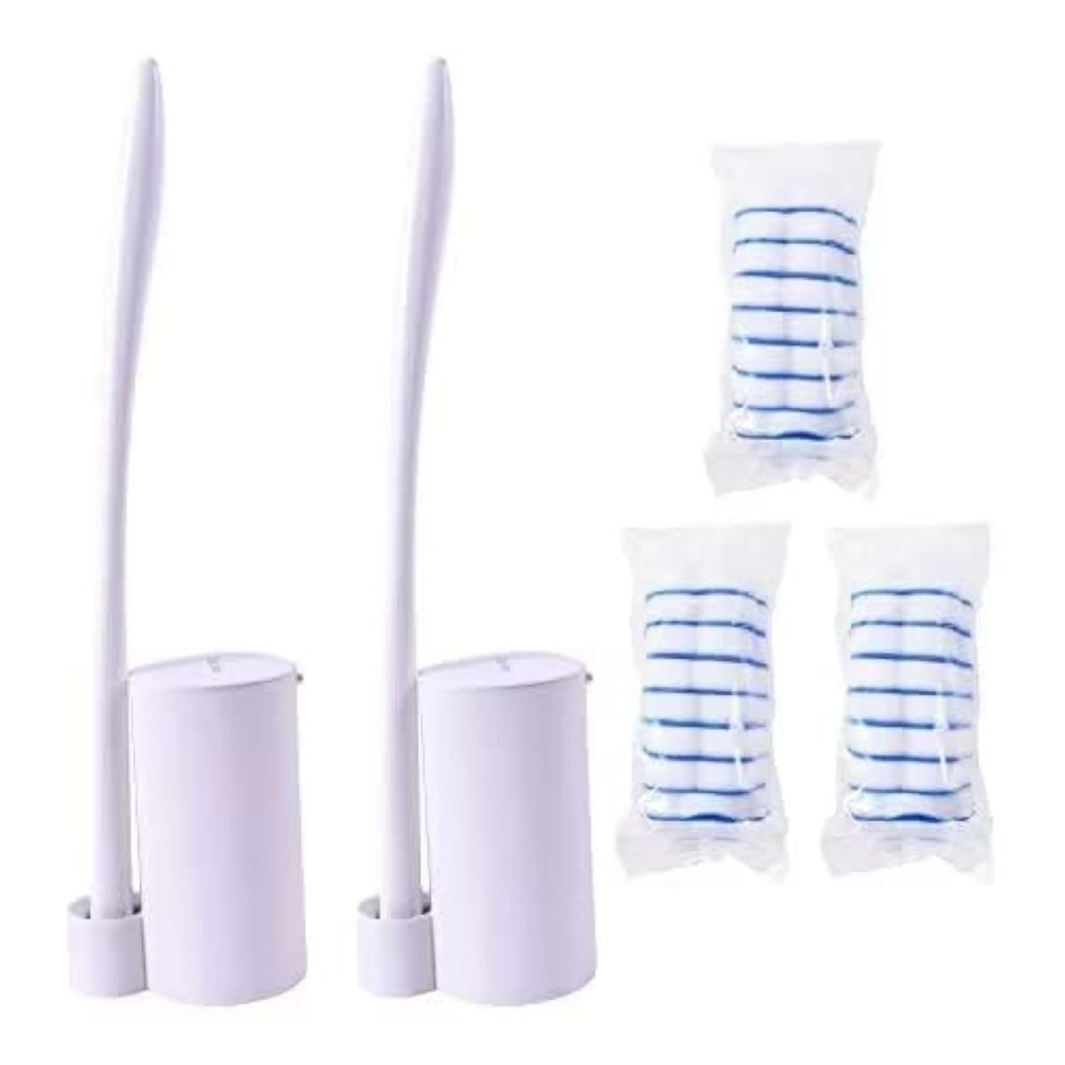Topo Bear Disposable Toilet Brush Holder Set Toilet Wand (Pack of 2) Toilet Cleaner Scrubber with 24 Refills