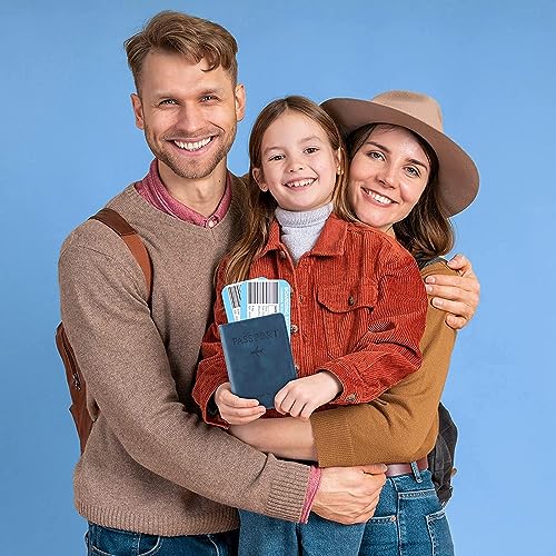 Image of PU Leather Passport Holder Travel Wallet Organiser for Men & Women | 4 Card Slots 2 SIM Slots Money Case | Travel Document Case Cover Passport Pouch Slim Unisex Gift - Blue