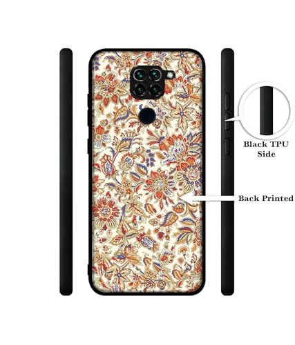 Image of Floral Design Premium 2D Printed Metal Back Case Cover for Mi Redmi Note 9 4G