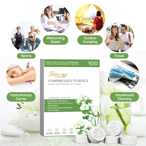 FANCYOU Toallas faciales desechables tabletas 23x19cm 100 Pcs Cajas empaquetadas a granel Toallitas de limpieza faciales expandibles Toallitas desechables para belleza y cuidado personal - imagen 9