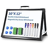 Small Dry Erase Board, Ohuhu 12x16 Magnetic Mini Desktop Foldable Whiteboard Double-Sided Portable...