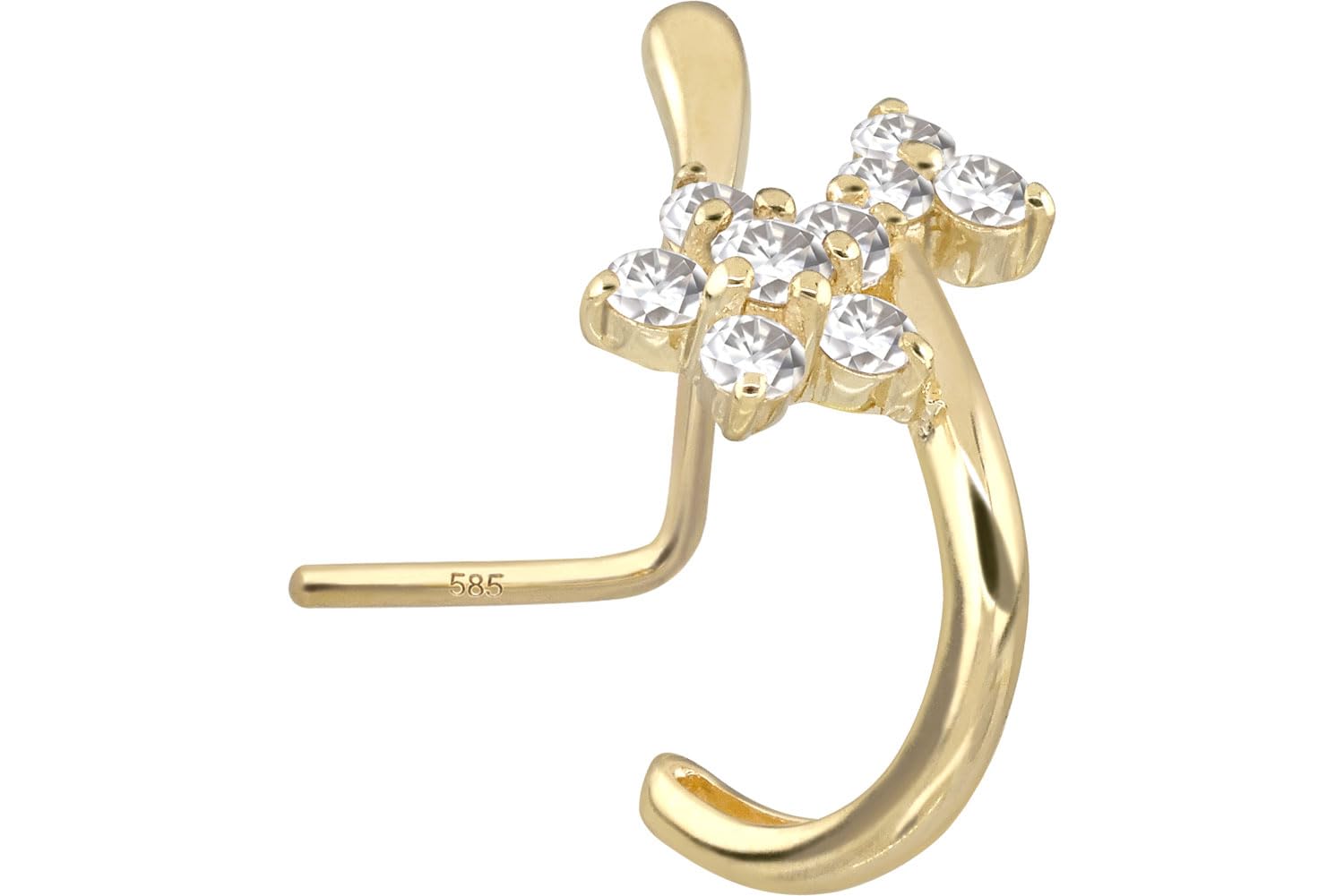PIERCINGLINE 14/18 Karat Gold Nasenstecker KRISTALLBLUME | Nasenpiercing Piercing Nase