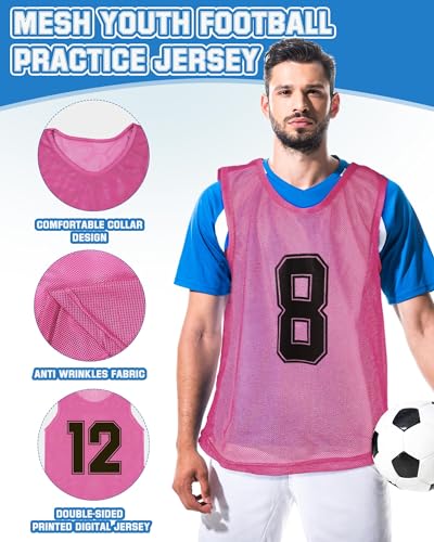 Image of Suhine 48 Pcs Adult Pinnies for Sport Soccer Nylon Mesh Scrimmage Vest Mesh Basketball Football Team(Cute Color,XXL)