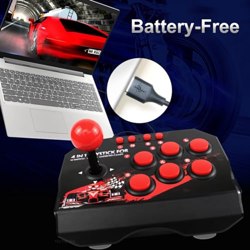 Stick Arcade Universel Switch et PC - Manette Combat Noir et Rouge