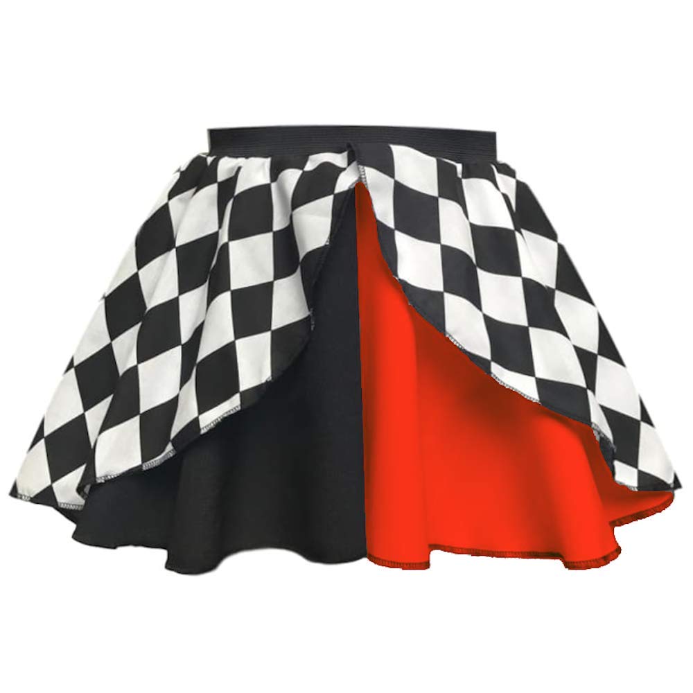 Inspired Costumes Women's Jester Skirt Black & Red Jester Harlequin Skirt Costume, Fancy Dress, Halloween, Clown, Joker (Xl (32" Waist), )