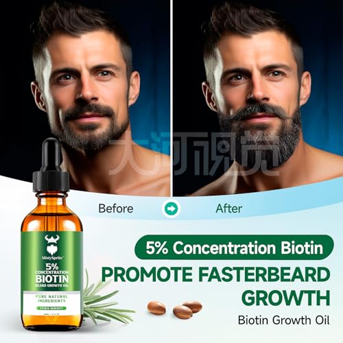 Image of MistySprite Men's Beard Growth Oil - 5% Biotin, Citrus Serenity Scent, 2 oz (Pack of 10) - Softens, Conditions, No Itch & Dandruff, Ideal Gift