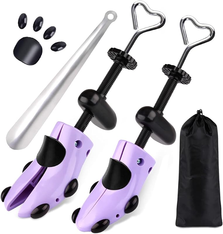 Ensanchador de zapatos, par de plástico de expansor de zapatos ajustable de 4 vías Ensanchador de hormas para juanetes de pies anchos