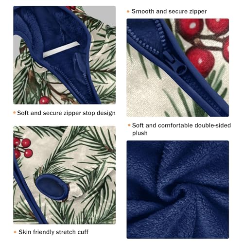 Christmas Tree Branches Girls Fleece Jacket Girls Fall Jacket Girls Zip Up Hoodie Girls Sherpa Jacket 2-10T3