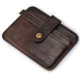 Cynure Distressed Leather Minimalist Credit Card Holder Slim Front Pocket Wallet