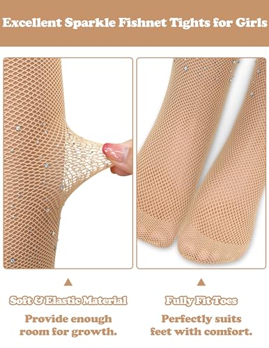 Kids Fishnet Stockings Girls Glitter Tights Toddler Sparkle Tights for Halloween With Rhinestone2