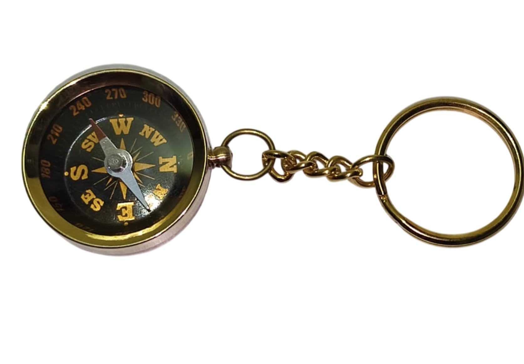 Vintage Brass Finish Nautical Compass Keychain | Functional Mini Compass, Hiking & Travel Use, Antique Style, Outdoor Adventure, Unisex Accessory-picture-13