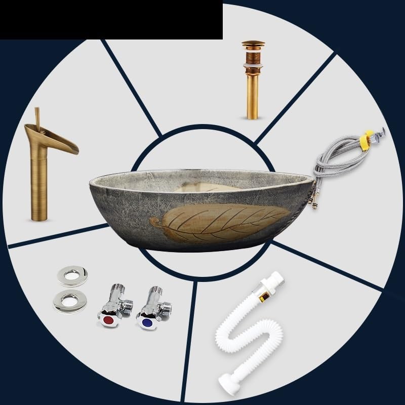 Zlewozmywak naczyniowy Porcelanowa ceramiczna nowoczesna umywalka łazienkowa nablatowa z baterią artystyczną