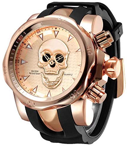Lloow Reloj de Calavera con Personalidad para Hombre, Reloj de Cuarzo de Silicona con Esfera Grande, Reloj multifunción Smartwatches 2021,B Cover