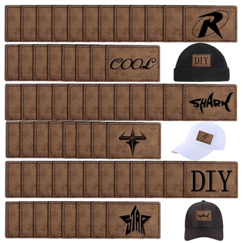 Patchs vierges en similicuir rustique Glowforge x60 rectangulaires marron pour chapeaux - 2