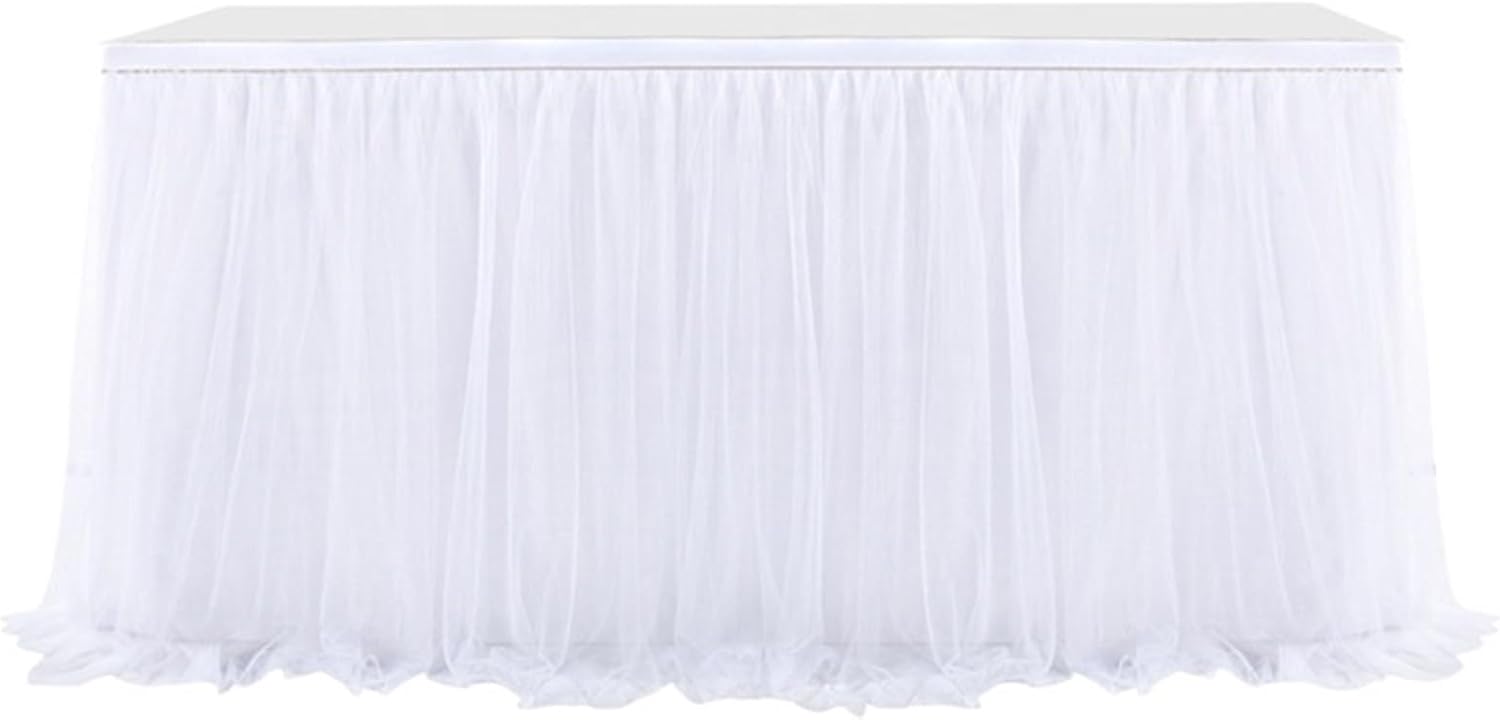 4FT/6FT/8FT Table Skirts Birthday Tulle Skirting Wedding Party Tutu Skirt Home Decor for Events, Weddings & Trade Shows(Black,8FT 2.43x0.77m)