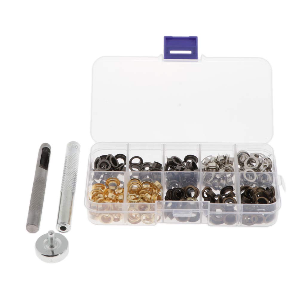 3 set di 200 occhielli in metallo con rondella in pelle artigianale riparazione accessori abbigliamento