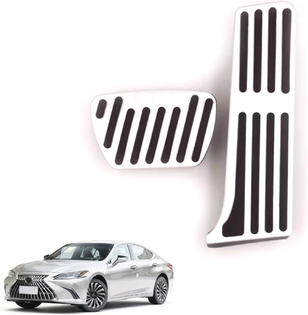 Car Pedal Covers for Lexus ES 2023 2024 2025, Auto Aluminum Gas Pedal Covers Accessories Replacement, Non-Slip Accelerator Brake Foot Rest Pedals(Set of 2)