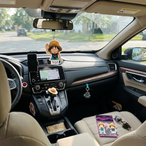 Image of PumpCar 2 pieces Luffy kid double-sided hanging Japanese anime cherry-scented One Piece car air freshener Cool anime hanging air fresheners for rearview mirror Car Interior Accessories Household Gifts