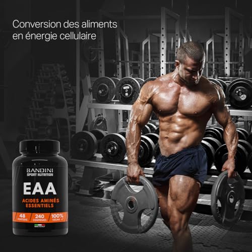 Bandini® EAA Acides Aminés Essentiels - 240 comprimés pour 48 jours - Avec 9 Essential Amino Acids - Complexe de AAE hautement dosé - Intra pré- et post-entraînement - Amino Essentiel - 100% Vegan – Image 4