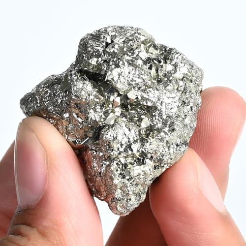 Image of HindCraft Pyrite Stone Original - 40 to 80 Grams, Powerful Crystal for Manifestation, Energy Healing & Wealth - Natural & Authentic Mineral Specimen, Gemstone for Wealth Attracts Money Magnet Reiki