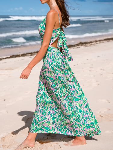 Image of CUPSHE Women's Maxi Dress Floral Print Twisted V Neck Sleeveless Long Dress Summer Casual Dress