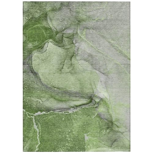 Addison Rugs Chantille ACN524 Green 8' x 10 Indoor Outdoor Area Rug, Stain Resistant, Machine Washable, Non Shedding, Bedroom, Living Room, Dining Room, Kitchen Rug by Addison Rugs - Used condition - US$184.16