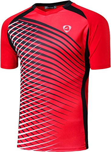 Jeansian Men's Sport Quick Dry Fit Short Sleeves T-Shirt Tees Shirt Tshirt Tops Golf Tennis Running Lsl230 Red M #TOP1