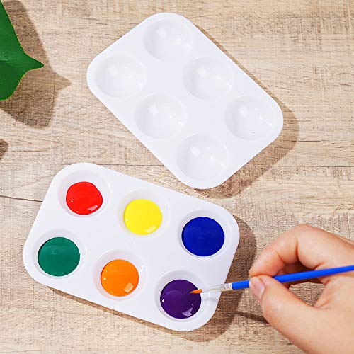 30 Pcs White Plastic Paint Palettes 6 Well Rectangular Watercolor Palette Painting Tray For Painting Party, Diy Craft And Art Painting #TOP4