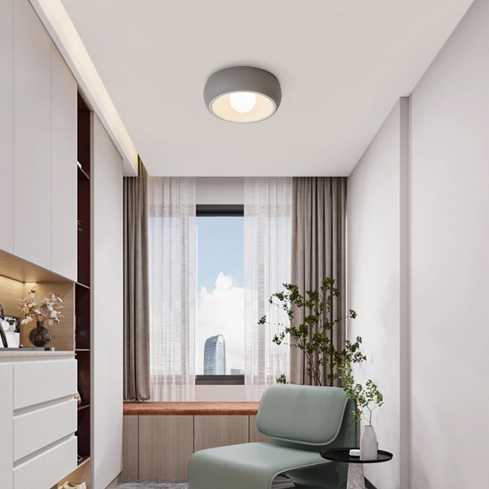 Okrągła Lampy Sufitowa Do Montażu Podtynkowego, Nowoczesna Prosta Szklana Lampy Sufitowa 3 Kolory Przyciemniane Oświetlenie Sufitowe Do Kuchni Salon Kawiarni(Gray)