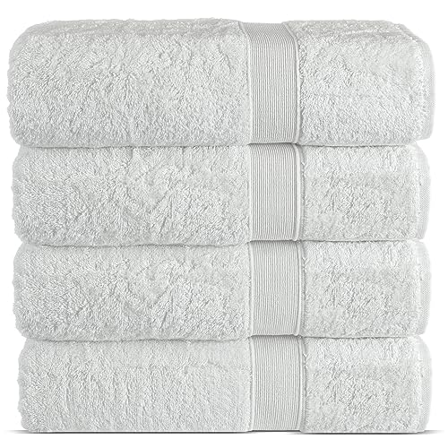 Chakir Turkish Linens 100% Turkish Cotton 550-600 GSM | Soft and Absorbent Turkish Bath Towels for Daily Use | 27 x 54 Inches Bath Towels (White)