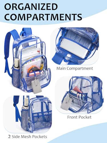 Image of Clear Backpack for School, Heavy Duty Transparent Bookbag