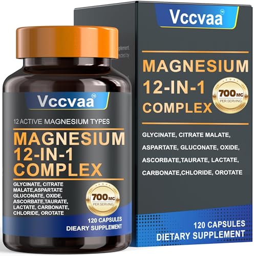 Magnesium Complex 700mg – 12-in-1 Magnesium Supplement with Glycinate, Citrate, Malate, Oxide, Taurate & More – High Absorption for Muscle, Heart, Sleep, Bone, Nerve Support –120 Capsules