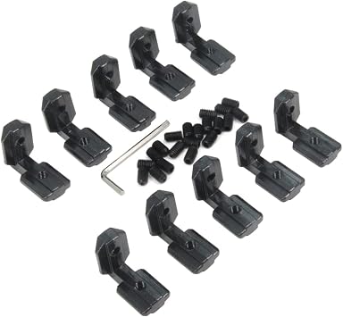 10PCS Black T Slot L-Shape 90 Degree Interior Inside Corner Connector Joint Bracket with Screws for 8mm T Slot Aluminum Extrusion Profile 4040 Series Slot 4040-Black