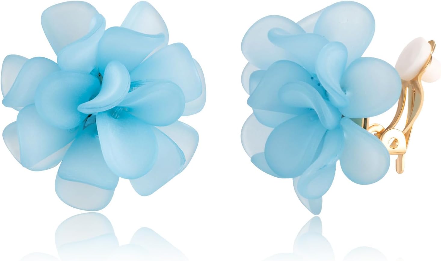 LAXPICOL Fashion Flower Clip On Earrings For Women Cute Lovely Acrylic Flower Earrings No piercing Earrings