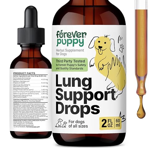 Image of Forever Puppy Lung Support Drops for Dogs - Mullein Leaf Extract & Echinacea - Herbal Lung Drops - Sugar & Alcohol-Free Liquid Vitamins - 2 fl oz