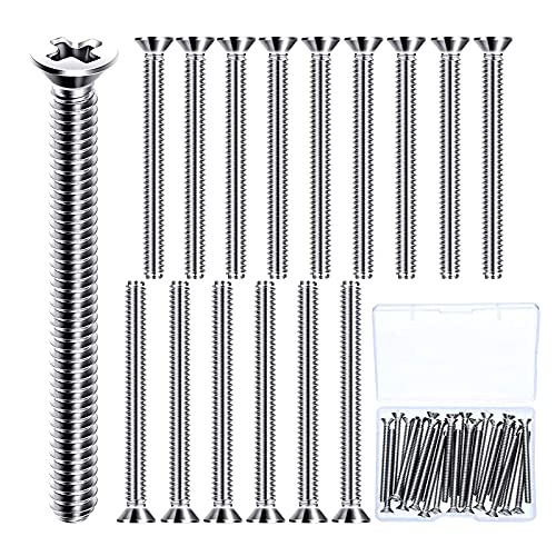 Morbeste 50 Pieces Extra Long Outlet And Device Mounting Screws, 6-32 X 1-12 Inches Pan Head Machine Screws, Full Thread Truss Head Stainless Steel Screws Bolts Funiture Drive Tool Accessories #TOP18