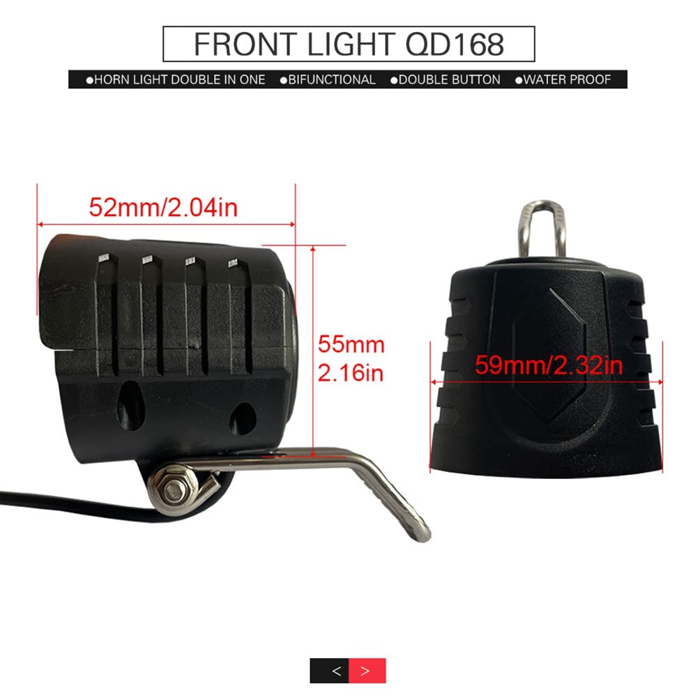 Set di luci posteriori anteriori ed Ebike per bici Input 36 V 48 V 52 V 60 V con interruttore di tornitura del luminoso 336 luce E-Bike