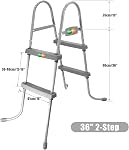 YUEWO 36” 2-Step Steel Frame Above Ground Swimming Pool Ladder with Non-Slip Plastic Steps for Entry and Exit System Swim Pools