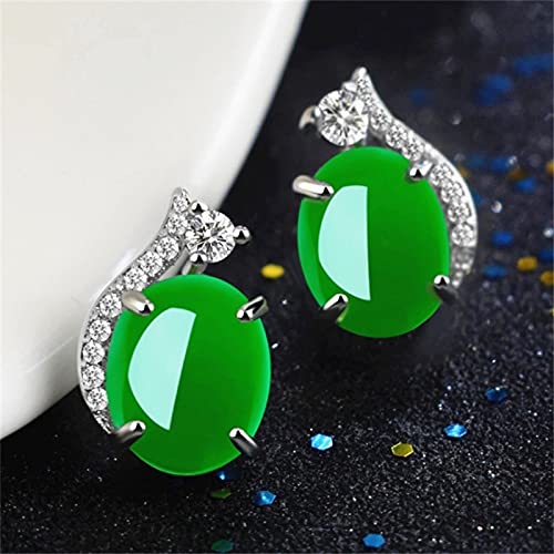 Boucles D'oreilles Argent 925 Avec Turquoise Naturelle Et Jade Vert - Neuf Avec étiquettes, Style Trapèze