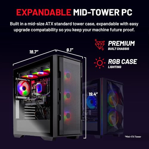 Image of Skytech Gaming Rampage Desktop PC, Ryzen 7 9700X 3.8 GHz (5.5GHz), NVIDIA RTX 5070 12GB, 1TB Gen4 NVMe SSD, 32GB DDR5 RAM 6000 RGB, 850W Gold PSU, 360mm ARGB AIO, Wi-Fi, Win 11