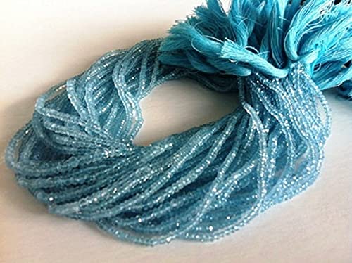 Aigue-marine naturelle en fil de perles rondelles micro-facettées 3.5-4mm pour bijoux DIY