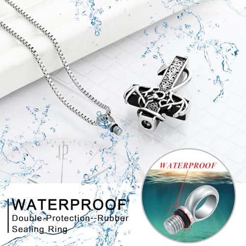 XSMZB Cross Cremation Jewelry Urn Necklace for Human Ashes Fish Hook Memorial Urn Pendant Deer Antler Cross Ashes Holder Keepsake Jewelry4