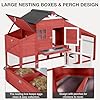 Aivituvin Chicken Coop 65" Wooden Hen House with Large Nesting Box, Outdoor Poultry Cage with Removable Tray,Warerproof Panel Roof (Red)