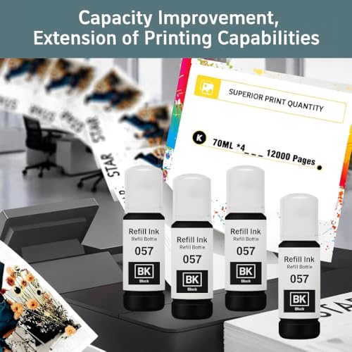 Image of KOSH 057 Black Refill Ink Suitable for L8050, L18050, L8150W Printers (70ml X 4Bottle)