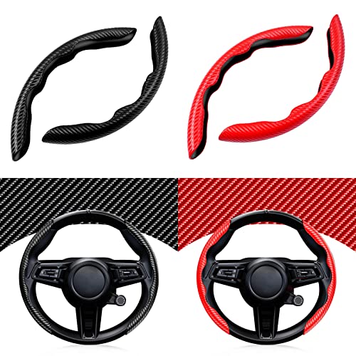 Image of Cartist Steering Wheel Cover, Carbon Fiber Steering Wheel Cover, Wheel Cover for Men /Women, Anti-Slip, Durable, Universal for 99% Car (Black+Red)