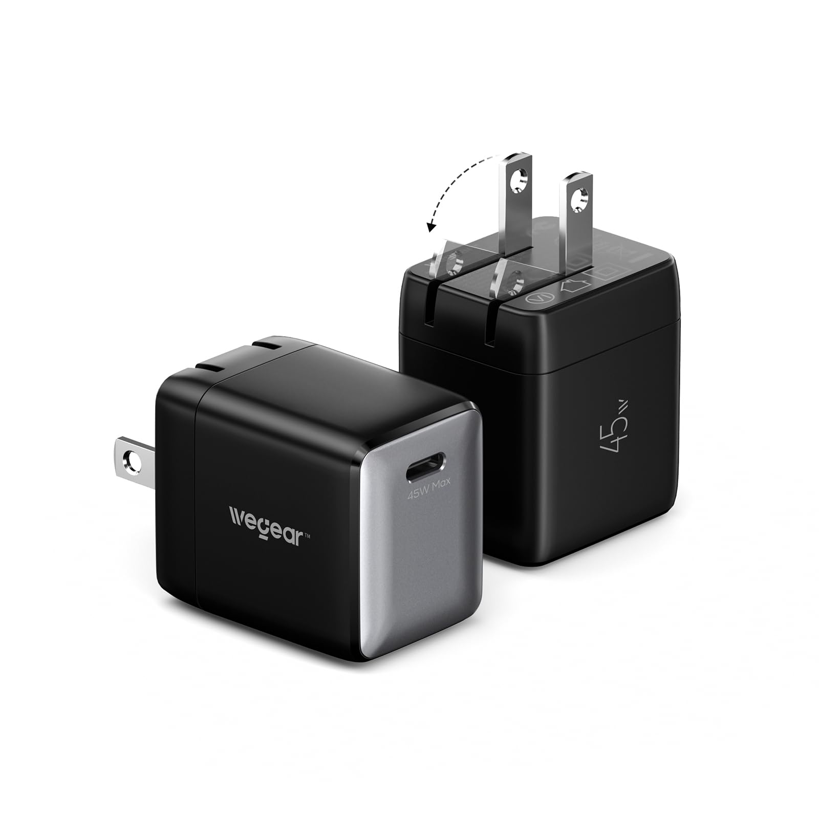 2-Pack 45W wegear Nano Foldable USB-C Wall Charger (Black or White)