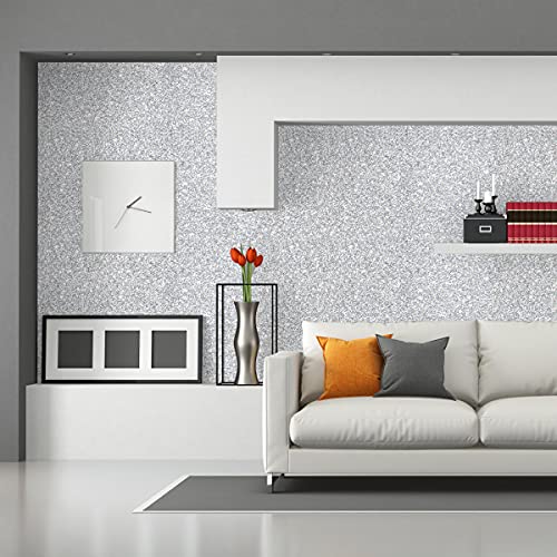Erfoni Silver Glitter Contact Paper Silver Self Adhesive Glitter Wallpaper 17.7Inch X 196Inch Silver Glitter Peel And Stick Wall Paper Silver Glitter Wallpaper Removable Festival Gift Decoration Vinyl #TOP1