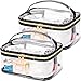 Boao 2 Pieces Portable Marble Pattern Clear Makeup Bag Gold Zipper Waterproof Transparent Travel Storage Pouch Cosmetic Toiletry Bag with Handle (Black)